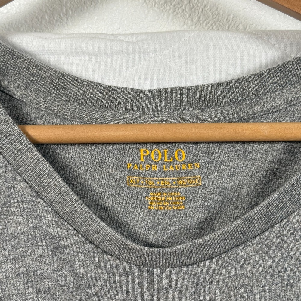 Polo Ralph Lauren Shirt Mens XLT Gray Crewneck Short Sleeve Pocket Pony Logo - Picture 3 of 5
